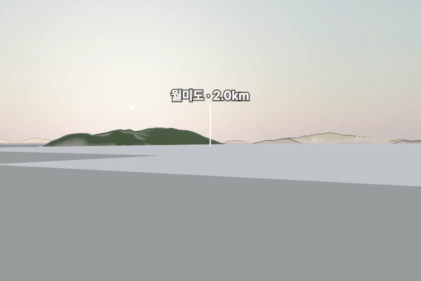 월미도 쪽을 모형으로 그린 미리보기