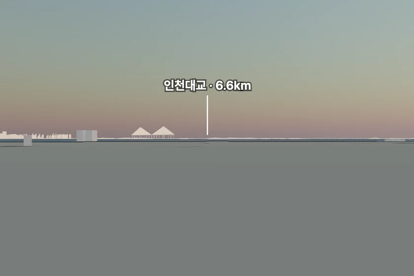 인천대교 쪽을 모형으로 그린 미리보기