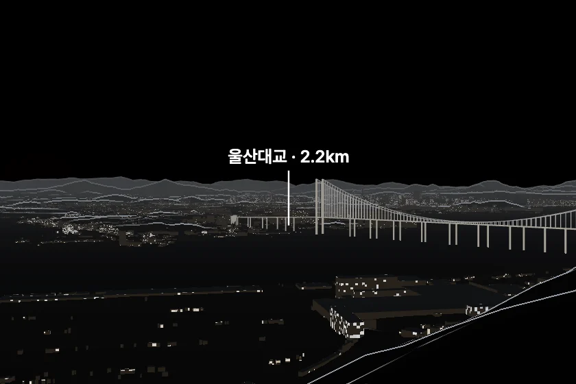울산대교 쪽을 모형으로 그린 미리보기