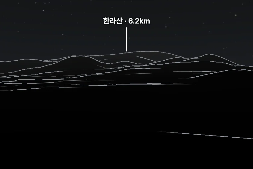한라산 쪽을 모형으로 그린 미리보기