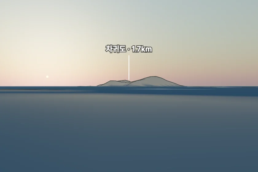 차귀도 쪽을 모형으로 그린 미리보기