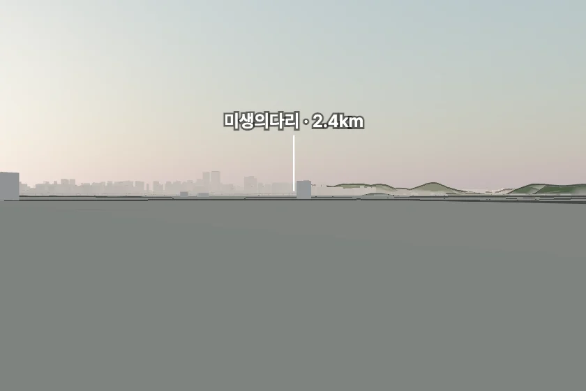 미생의다리 쪽을 모형으로 그린 미리보기