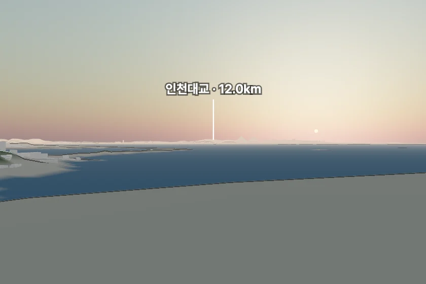 인천대교 쪽을 모형으로 그린 미리보기