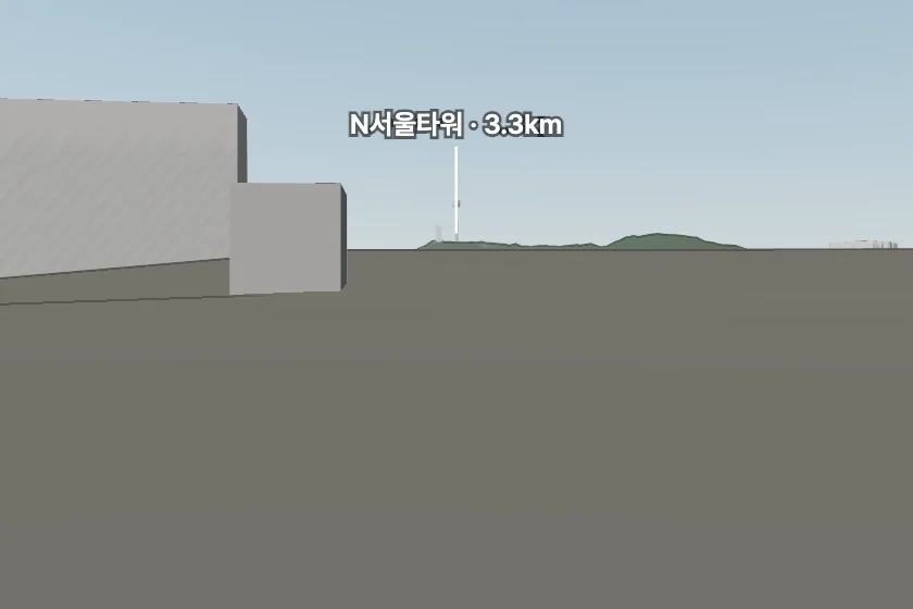 N서울타워 쪽을 모형으로 그린 미리보기