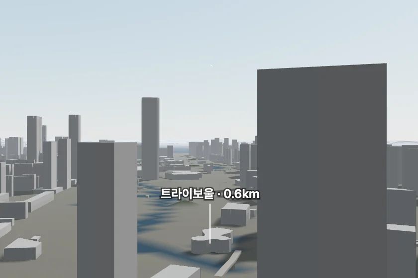 트라이보울 쪽을 모형으로 그린 미리보기