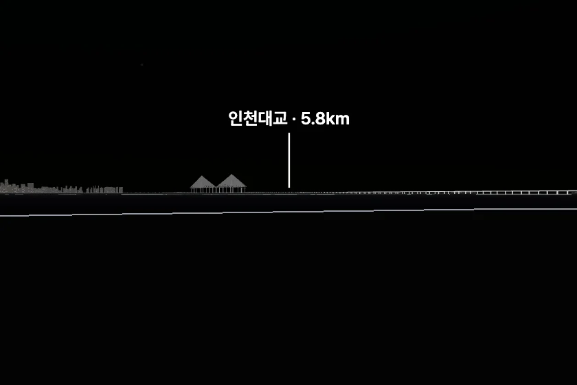 인천대교 쪽을 모형으로 그린 미리보기