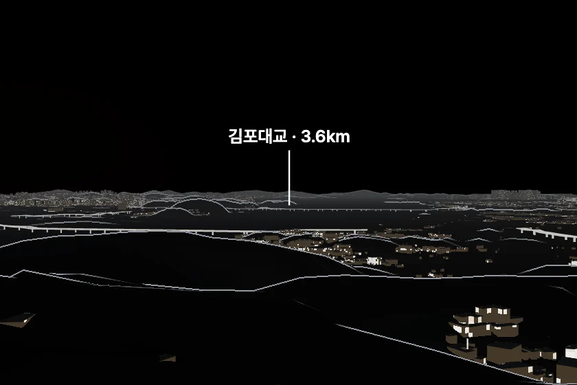김포대교 쪽을 모형으로 그린 미리보기