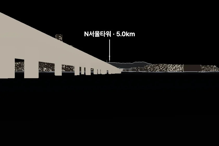 N서울타워 쪽을 모형으로 그린 미리보기