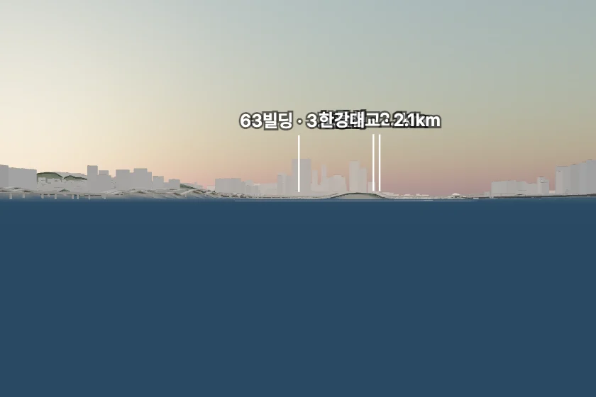63빌딩 쪽을 모형으로 그린 미리보기