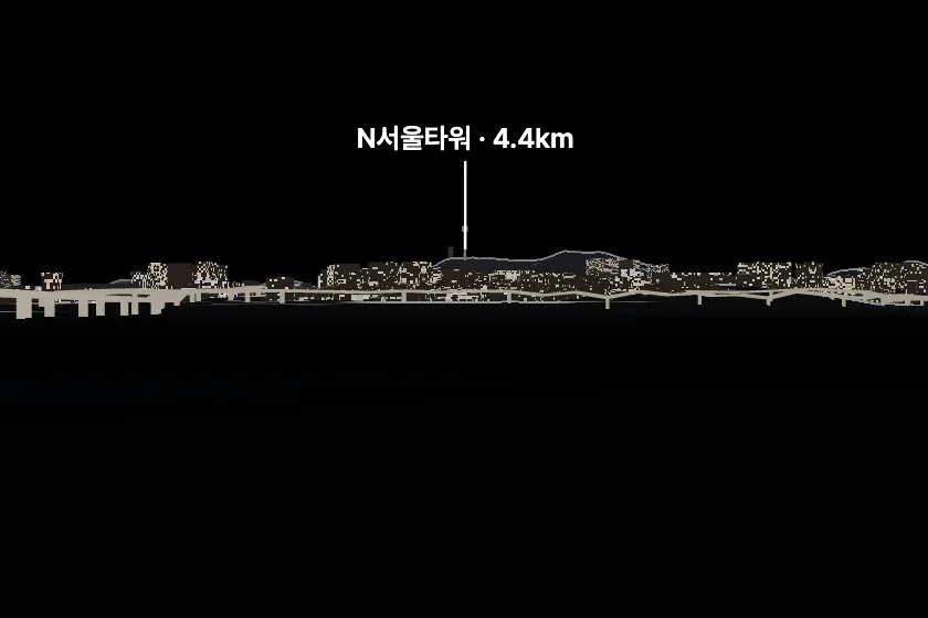 N서울타워 쪽을 모형으로 그린 미리보기
