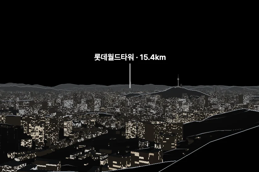 롯데월드타워 · N서울타워 쪽을 모형으로 그린 미리보기