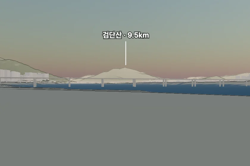 검단산 쪽을 모형으로 그린 미리보기