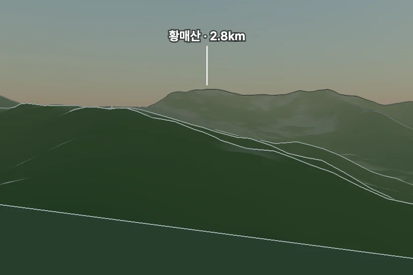 황매산 쪽을 모형으로 그린 미리보기