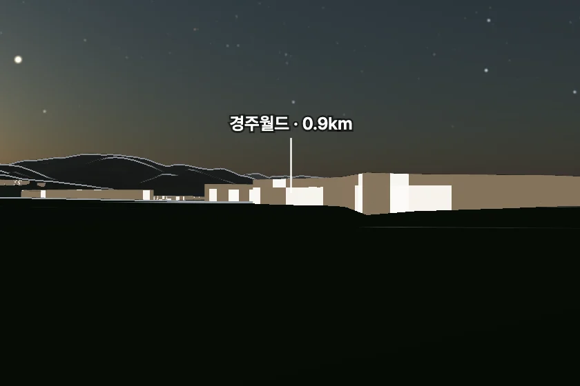경주월드 쪽을 모형으로 그린 미리보기