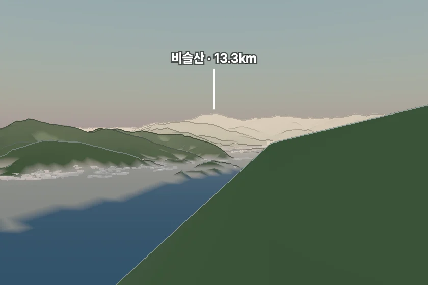 비슬산 쪽을 모형으로 그린 미리보기