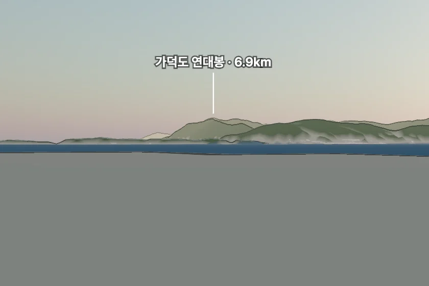 가덕도 연대봉 쪽을 모형으로 그린 미리보기