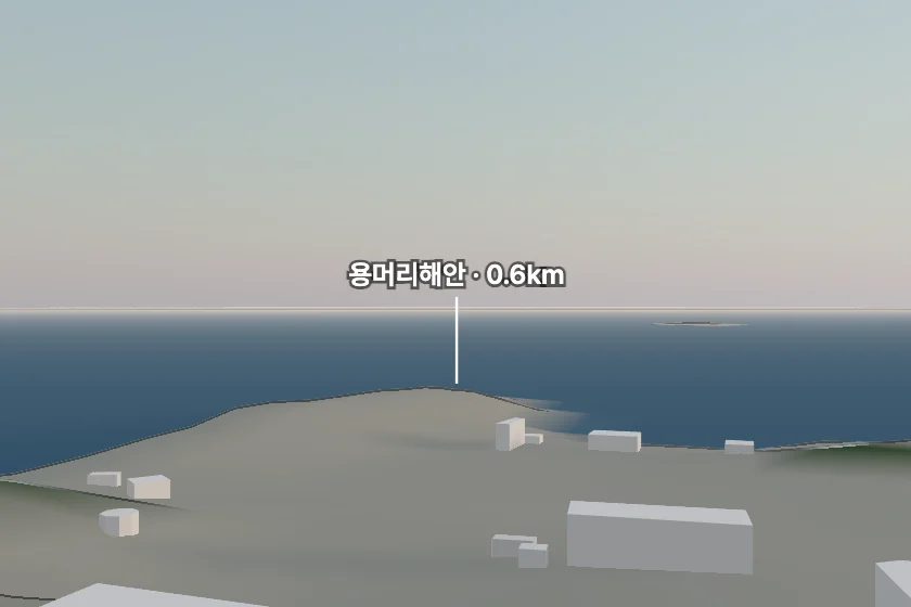 용머리해안 쪽을 모형으로 그린 미리보기