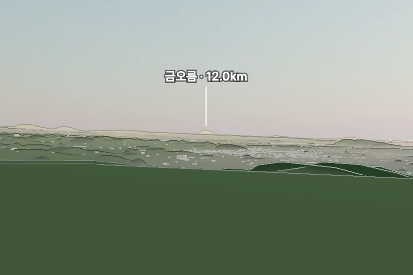 금오름 쪽을 모형으로 그린 미리보기