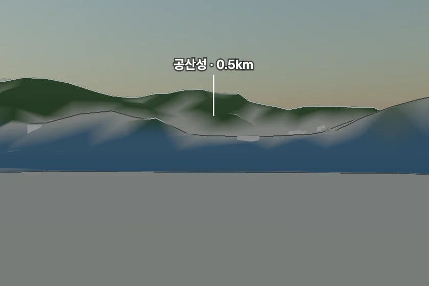 공산성 쪽을 모형으로 그린 미리보기