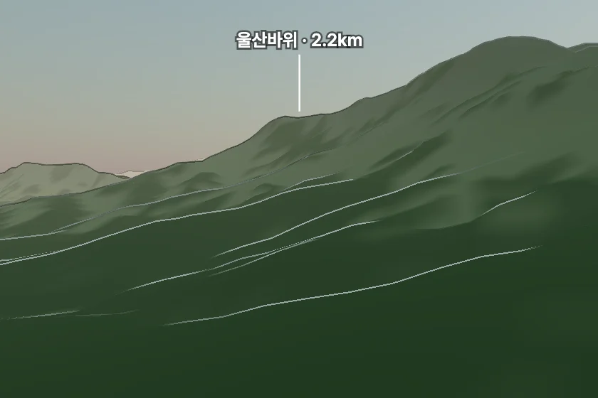 울산바위 쪽을 모형으로 그린 미리보기