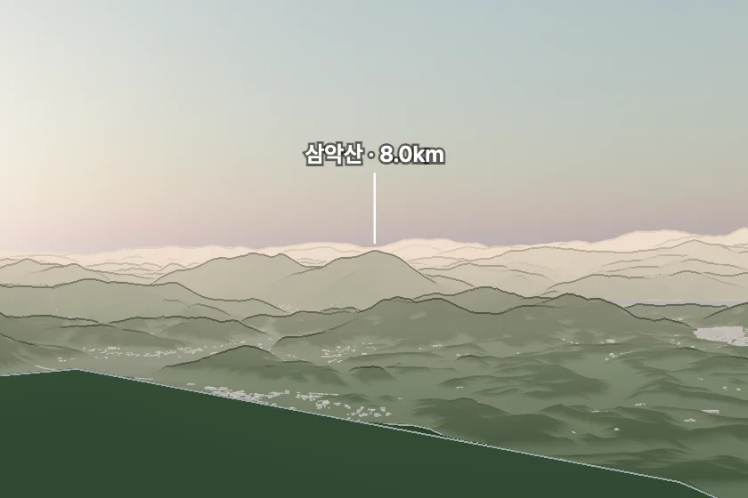 삼악산 쪽을 모형으로 그린 미리보기