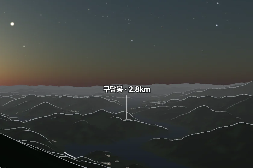 구담봉 · 옥순봉 쪽을 모형으로 그린 미리보기