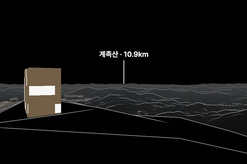 계족산 쪽을 모형으로 그린 미리보기