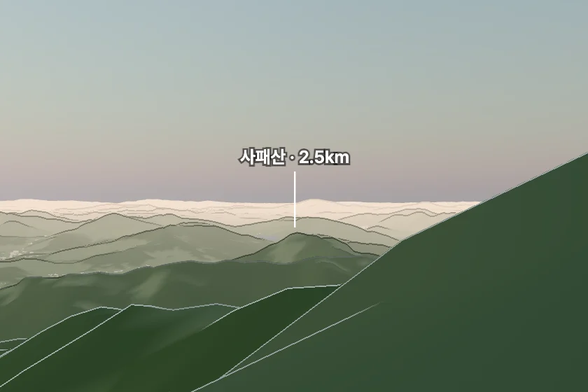 사패산 쪽을 모형으로 그린 미리보기