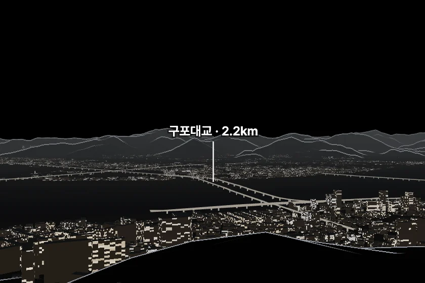 구포대교 쪽을 모형으로 그린 미리보기